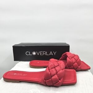 Cloverlay Yara Red Braided‎ Slide Flat Sandals Size 9